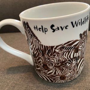 WWF HELP SAVE WILDLIFE SHOW YOUR STRIPES ZEBRA MUG